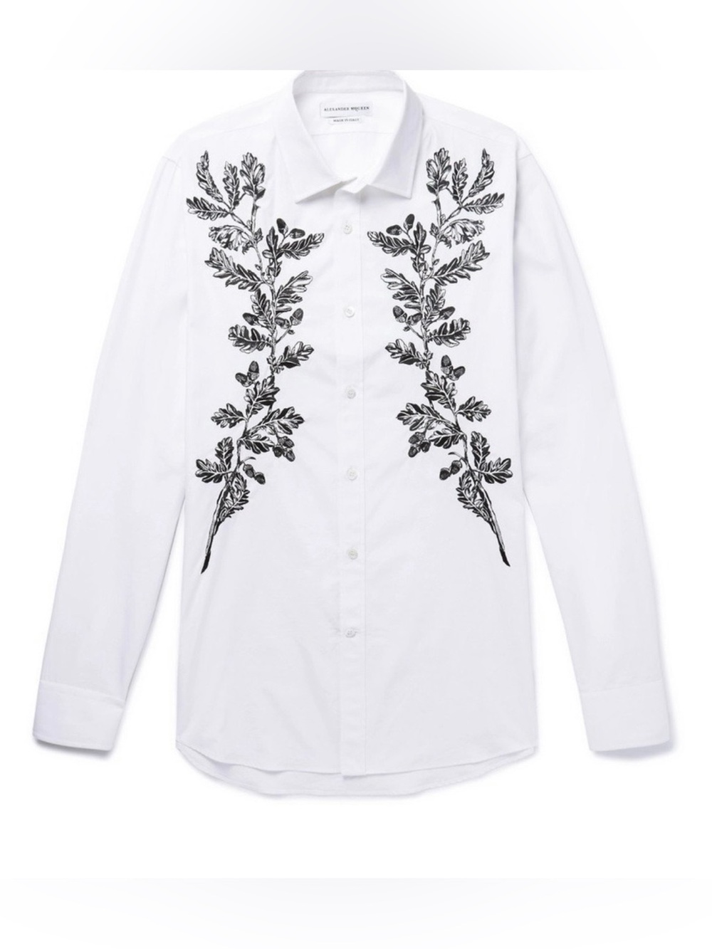 Alexander McQueen Embroidered Cotton-Poplin Shirt White Original Price $895